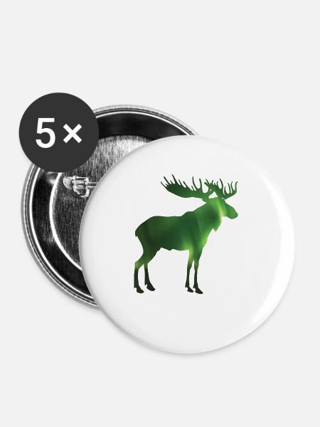 elch skandinavien - Buttons groß 56 mm (5er Pack) - Weiß