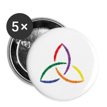Keltisches Symbol Triquetra Regenbogen - Buttons groß 56 mm (5er Pack) - Weiß - Vorne
