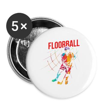 Katzenschneller Unihockey Torwart - Buttons groß 56 mm (5er Pack) - Weiß - Vorne