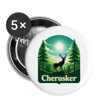 Cherusker – Stolz der Wälder - Buttons groß 56 mm (5er Pack) - Weiß - Vorne