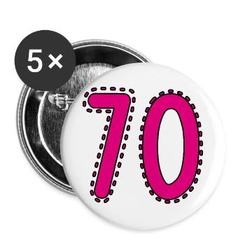 70. 70 JAHRE. 70. JAHRESTAG. 70-JÄHRIGES JUBILÄUM. - Buttons groß 56 mm (5er Pack) - Weiß - Vorne