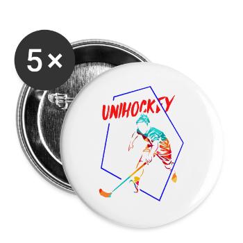 Reflexstarker Unihockey Torwart - Buttons groß 56 mm (5er Pack) - Weiß - Vorne