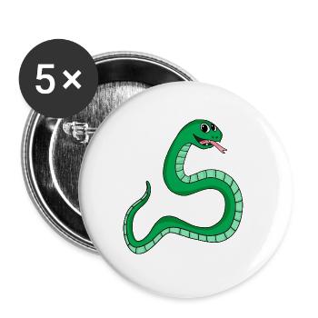 Schlange - Buttons groß 56 mm (5er Pack) - Weiß - Vorne