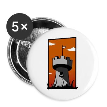 Mittelalterlicher Turm mit Sonnenuntergang - Buttons groß 56 mm (5er Pack) - Weiß - Vorne