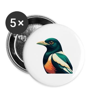 Pie Dessin animé Personnage Animal de compagnie coloré - Lot de 5 grands badges (56 mm) - blanc - Devant