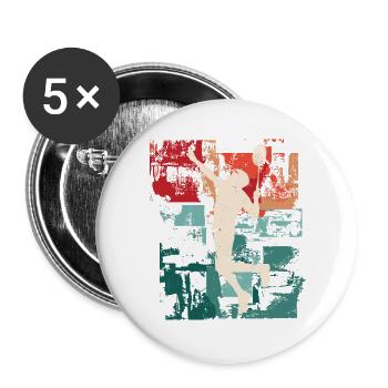 Badminton Spieler Badmintonspieler Federball - Buttons groß 56 mm (5er Pack) - Weiß - Vorne