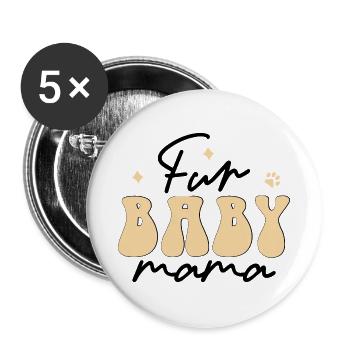 Pelz Baby Mama - Buttons groß 56 mm (5er Pack) - Weiß - Vorne