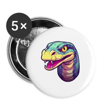 Anakonda Buntes Aquarell Cartoon Kawaii Tier - Buttons groß 56 mm (5er Pack) - Weiß - Vorne