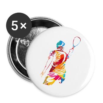 Rasanter Speedminton Straßensport - Buttons groß 56 mm (5er Pack) - Weiß - Vorne