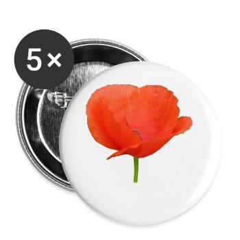 Mohnblume Klatschmohn rote Blume - Buttons groß 56 mm (5er Pack) - Weiß - Vorne