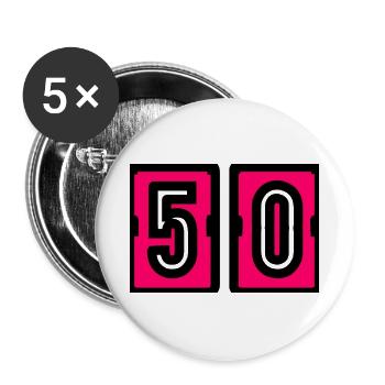 50. 50. GEBURTSTAG. GEBURTSTAG 50 JAHRE. 50 - Buttons groß 56 mm (5er Pack) - Weiß - Vorne