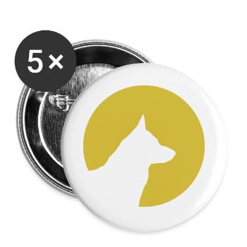 Deutscher Schäferhund Hund - Buttons groß 56 mm (5er Pack) - Weiß - Vorne