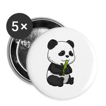 Panda Bambus Pandabär - Buttons groß 56 mm (5er Pack) - Weiß - Vorne