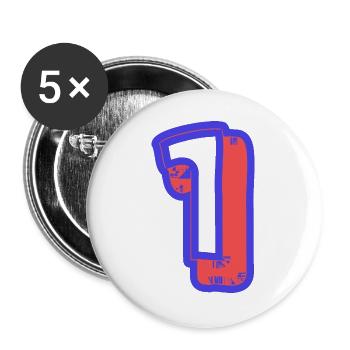 1. 1 JAHR. 1. JAHRESTAG. 1 JAHR GEBURTSTAG - Buttons groß 56 mm (5er Pack) - Weiß - Vorne
