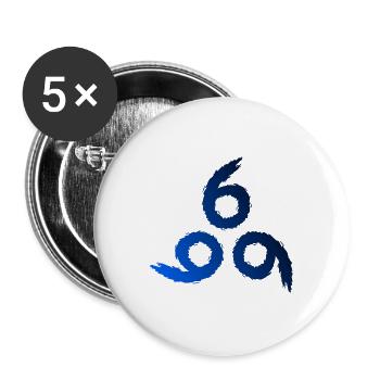 666 Satan Symbol - Teufel - Böse - Buttons groß 56 mm (5er Pack) - Weiß - Vorne