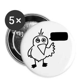 Kleiner Vogel - Buttons groß 56 mm (5er Pack) - Weiß - Vorne