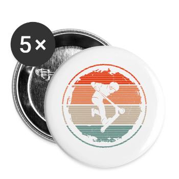 Tretroller Tricks Retro Jungen Stunt Scooter - Buttons groß 56 mm (5er Pack) - Weiß - Vorne