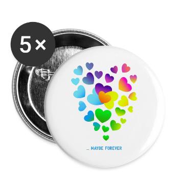 Herzen bunte Herzen Herzen Haufen - Buttons groß 56 mm (5er Pack) - Weiß - Vorne