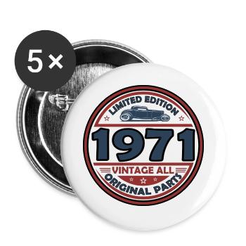 Jahrgang 1971 - Buttons groß 56 mm (5er Pack) - Weiß - Vorne