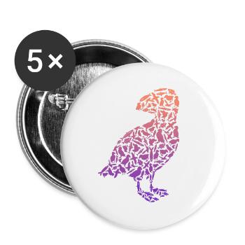 Puffin Papageientaucher Papageitaucher Kinder - Buttons groß 56 mm (5er Pack) - Weiß - Vorne