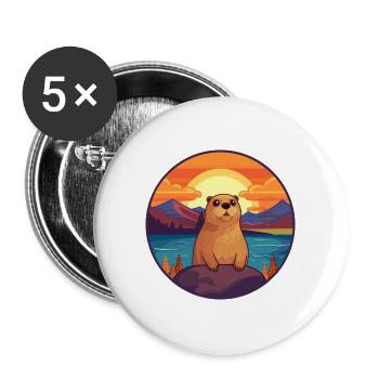 Gopher Buntes Aquarell Cartoon Kawaii Tier - Buttons groß 56 mm (5er Pack) - Weiß - Vorne