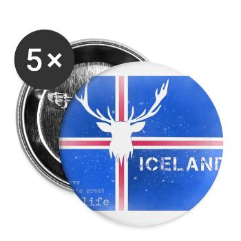 Iceland wildlife Island Fahne - Buttons groß 56 mm (5er Pack) - Weiß - Vorne