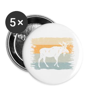 Elch - Buttons groß 56 mm (5er Pack) - Weiß - Vorne