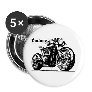 Moto Lineart Cruiser Silhouette - Buttons groß 56 mm (5er Pack) - Weiß - Vorne