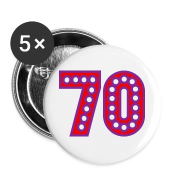70. 70 ANS. 70e ANNIVERSAIRE. ANNIVERSAIRE 70 ANS. - Lot de 5 grands badges (56 mm) - blanc - Devant