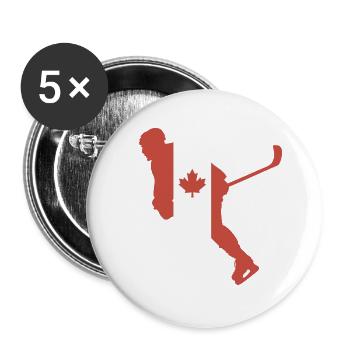 Hockey player Canada flag - Buttons large 2.2''/56 mm (5-pack) - white - Front