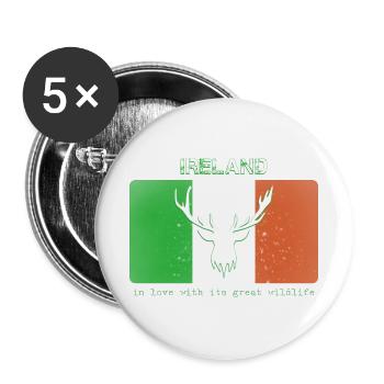 IRLAND WILDLIFE Fahne Irland - Buttons groß 56 mm (5er Pack) - Weiß - Vorne