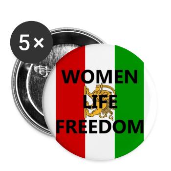 Iran Revolution | Women. Life. Freedom | Iran flag - Buttons groß 56 mm (5er Pack) - Weiß - Vorne