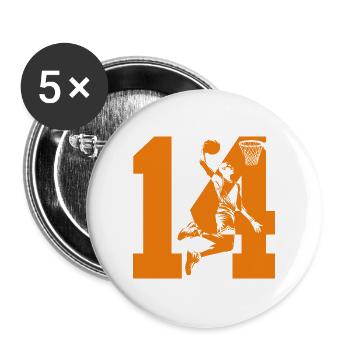 NUMBER 14 BASKETBALL 14TH BIRTHDAY - Buttons large 2.2''/56 mm (5-pack) - white - Front