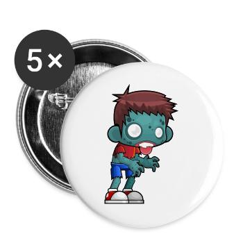 Zombie - Buttons groß 56 mm (5er Pack) - Weiß - Vorne