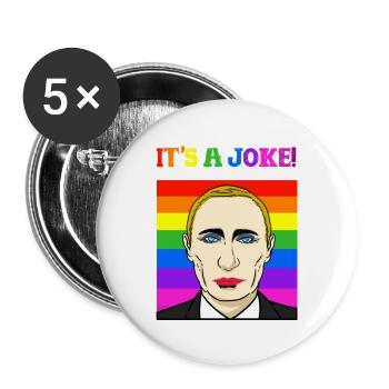 Spöttischer Putin Regenbogenfahne - Buttons groß 56 mm (5er Pack) - Weiß - Vorne