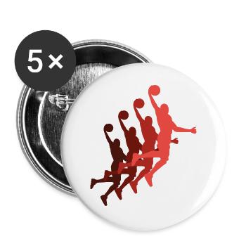 Basketball Spieler Dunking Basketballer Silhouette - Buttons groß 56 mm (5er Pack) - Weiß - Vorne