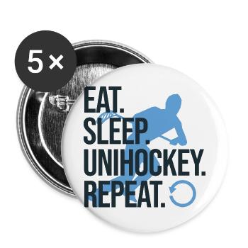 Unihockey Spieler Floorball Unihockey Spiel - Buttons groß 56 mm (5er Pack) - Weiß - Vorne