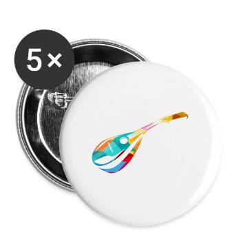 Klassische Mandoline Zupfmusik - Buttons groß 56 mm (5er Pack) - Weiß - Vorne