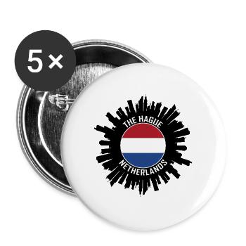 Den Haag Skyline Niederlande Flagge Reisesouvenir - Buttons groß 56 mm (5er Pack) - Weiß - Vorne
