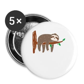 Faultier Ast Baumstamm - Buttons groß 56 mm (5er Pack) - Weiß - Vorne