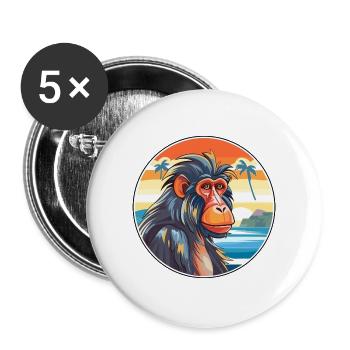 Mandrill Aquarell Cartoon Kawaii Clipart Tier - Buttons groß 56 mm (5er Pack) - Weiß - Vorne