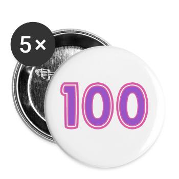 100. 100 JAHRE. 100-JÄHRIGES JUBILÄUM - Buttons groß 56 mm (5er Pack) - Weiß - Vorne