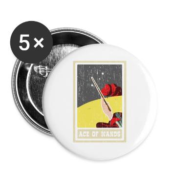 Ass der Stäbe Tarotkarte Schamane Wahrsagerei - Buttons groß 56 mm (5er Pack) - Weiß - Vorne