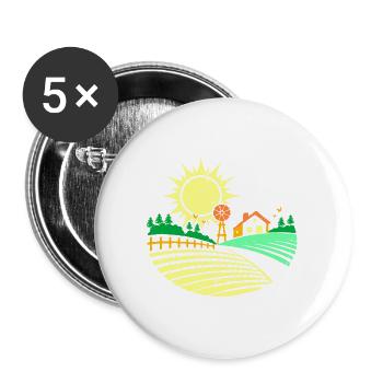 Ackerland Acker Agrar Design Farmland Grafik - Buttons groß 56 mm (5er Pack) - Weiß - Vorne