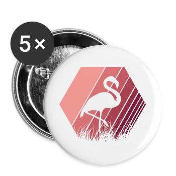 Flamingo - Buttons groß 56 mm (5er Pack) - Weiß - Vorne