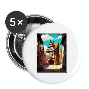 Hildesheim Deutschland Vintage Reiseposter Souvenir - Buttons groß 56 mm (5er Pack) - Weiß - Vorne