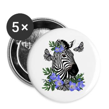 Zebra - Buttons groß 56 mm (5er Pack) - Weiß - Vorne