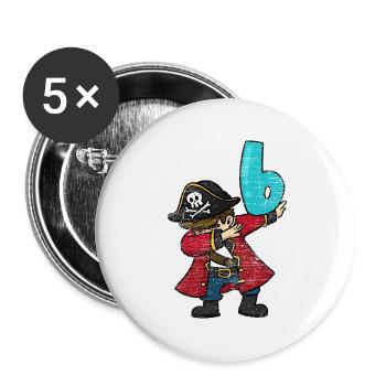 Wilder Piratenkapitän Geburtstag - Buttons groß 56 mm (5er Pack) - Weiß - Vorne