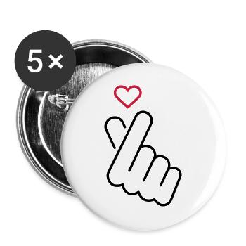 Koreanisches Handzeichen Herz - Liebe - Buttons groß 56 mm (5er Pack) - Weiß - Vorne