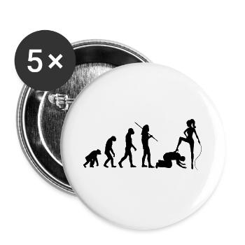 Evolution Domina - Vom Affen zur Herrin mit Sklave - Buttons groß 56 mm (5er Pack) - Weiß - Vorne